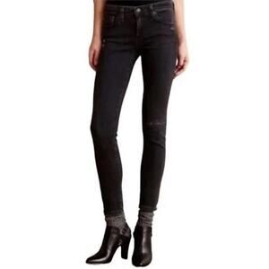 AG Adriano Goldschmied The Stevie Ankle Black Distressed Denim Jeans